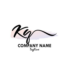 KQ Watercolor Initial Logo Design Vector