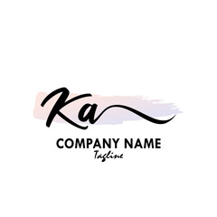 KA Watercolor Initial Logo Design Vector