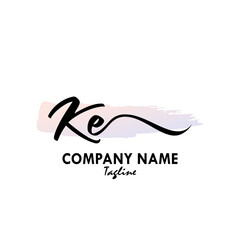 KE Watercolor Initial Logo Design Vector