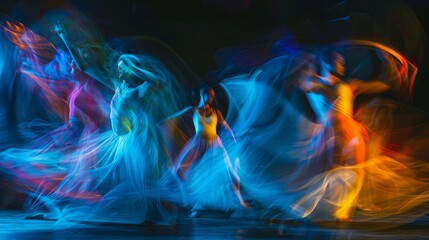 Abstract color composition adding movement and rhythm to dance performance