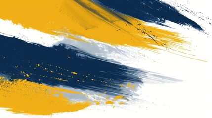 Abstract brush strokes in navy blue and yellow on a white background, with a vector design in the halftone style and a football theme.