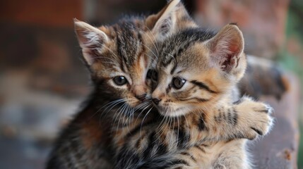 Pair of kittens embracing