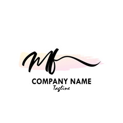 MF Watercolor Initial Logo Design Vector