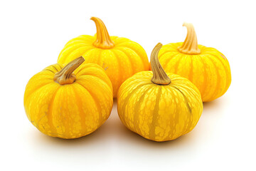 Four yellow pumpkins with green stems - Powered by Adobe