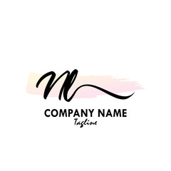 NL Watercolor Initial Logo Design Vector