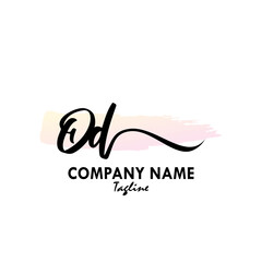 OD Watercolor Initial Logo Design Vector