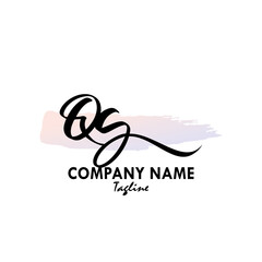 QG Watercolor Initial Logo Design Vector