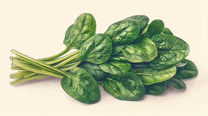 Detailed drawing of spinach leaves.