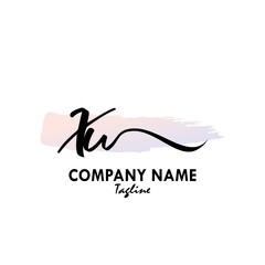 XU Watercolor Initial Logo Design Vector