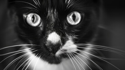 Inquisitive Black and White Feline Enthralling Stare