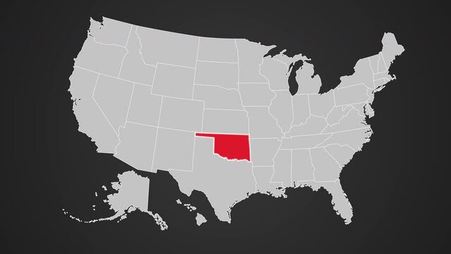 Oklahoma blinking red USA map motion graphics animation