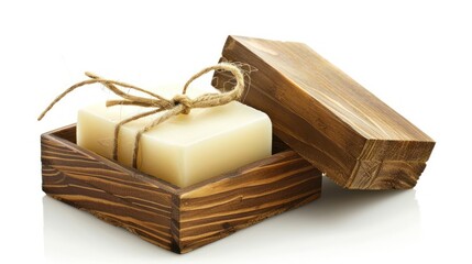 Soap and soap box isolated on a white background