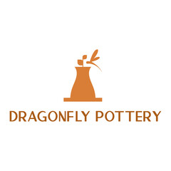 dragonfly pottery flat modern logo