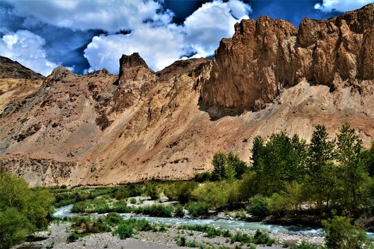 Impressive rock formations of the Markha valley (Leh district, Ladakh, India)