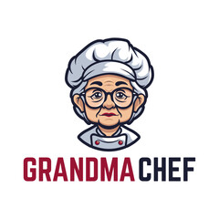 grandma chef logo mascot illustration