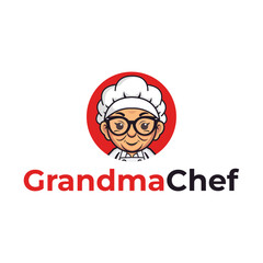 grandma chef mascot logo illustration
