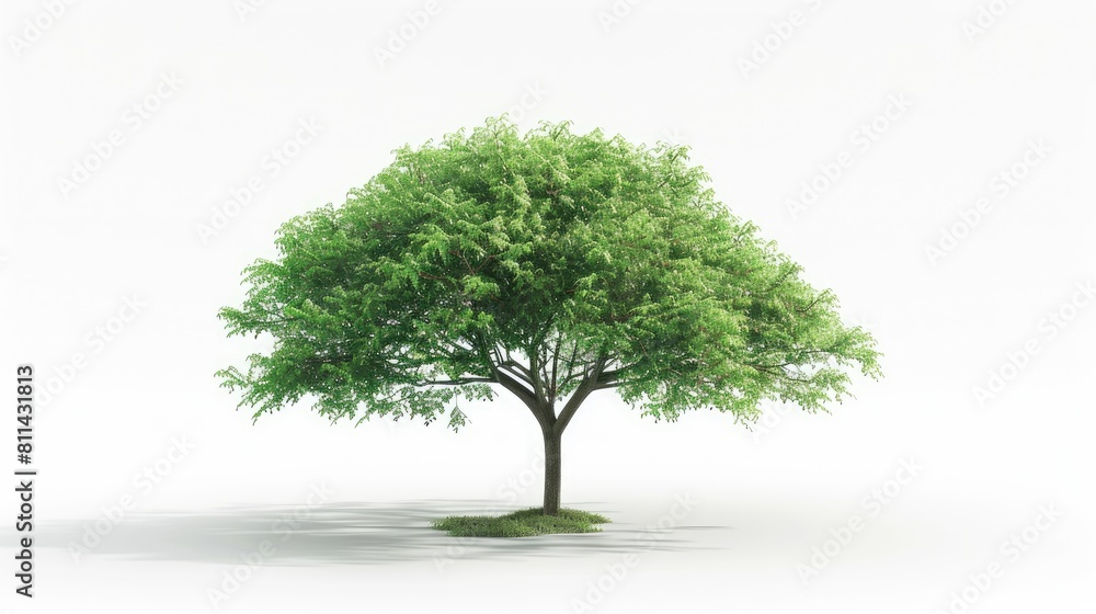 Aufkleber green tree depicted in 3 dimensional rendering set against a white backdrop