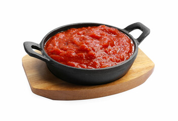 Homemade tomato sauce in bowl isolated on white