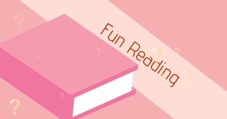 Fototapeta premium School book lying on pink surface, titled Fun Reading