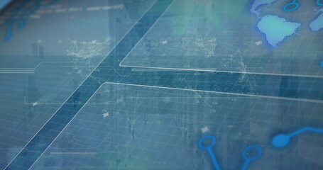 Image of data processing over server room