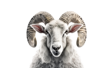 bighorn sheep head. 3D rendering. transparent background