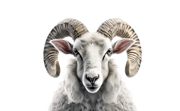 bighorn sheep head. 3D rendering. transparent background