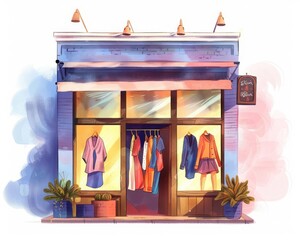 Obraz premium Indie fashion boutique flat design front view unique clothing lines theme water color Triadic Color Scheme