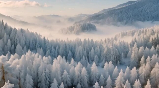 FPV drone soars over the ridges of a snowcovered mountain during a sunset