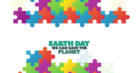 Image of earth day text over puzzle