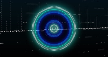 Image of scope scanning over data processing on black background