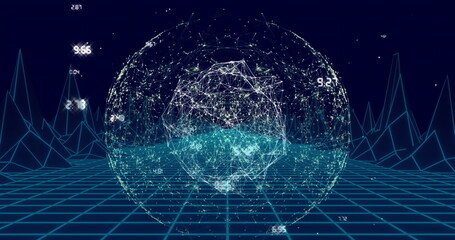 Obraz premium Image of globe with data processing over metaverse