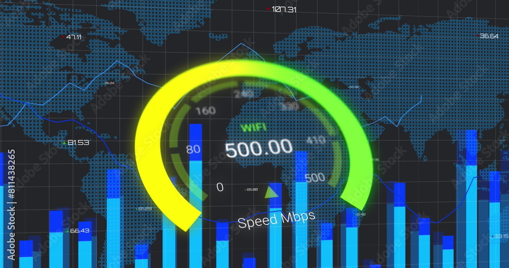 Poster image of eco icon and data processing over world map