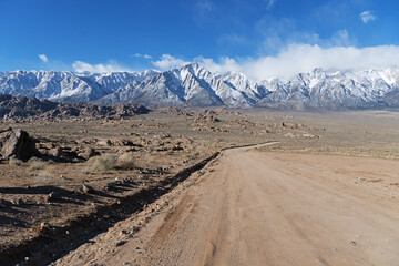 Dirt Road In The Alabama Hills Heading Towards The Sierra Nevada Mountains