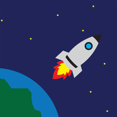 rocket in space illustration vector