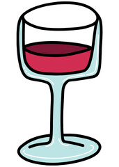 Red wine glass, cartoon style, simple, minimal.
