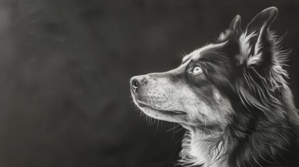 Elegant Majesty: Charcoal Sketch of Dog Profile