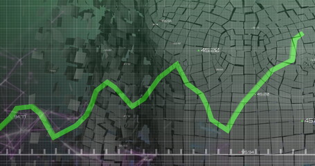 Image of green line over grid and data processing
