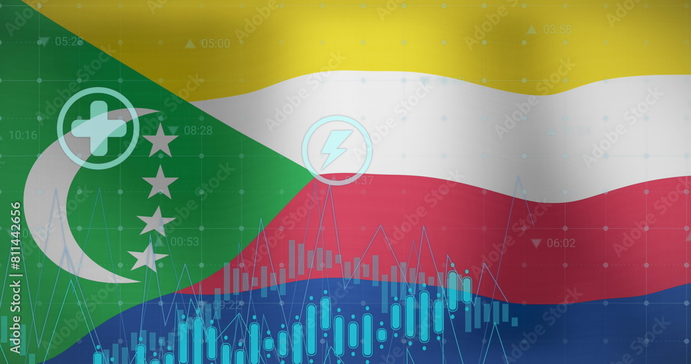 Poster image of data processing over flag of comoros