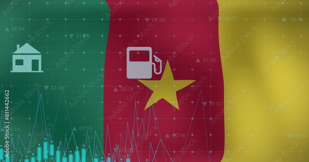 Poster image of data processing over flag of cameroon