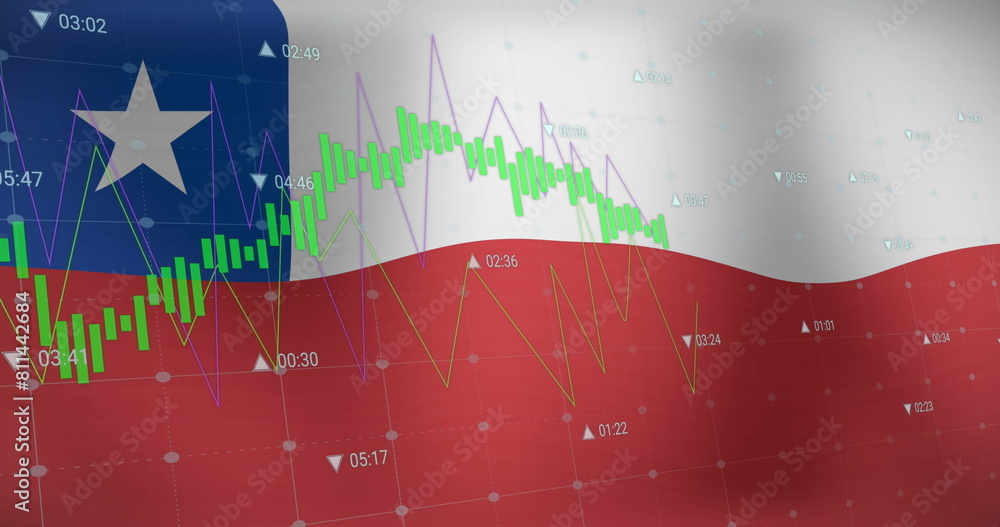 Poster image of data processing over flag of chile