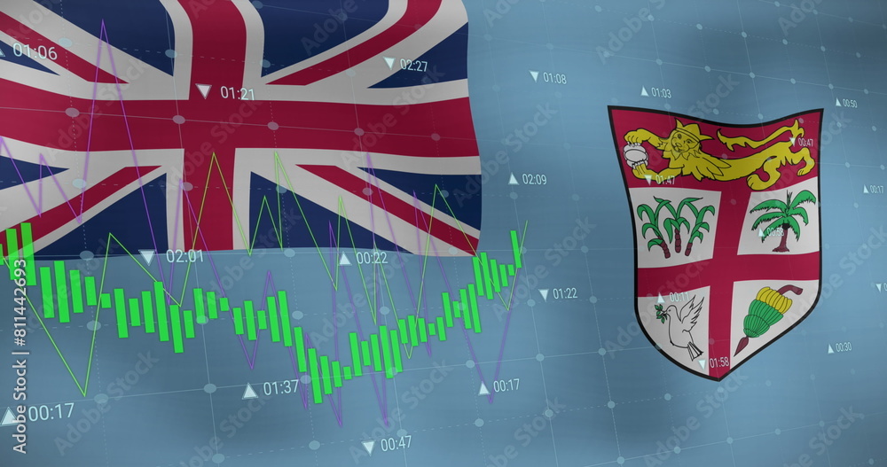 Poster image of data processing over flag of fiji