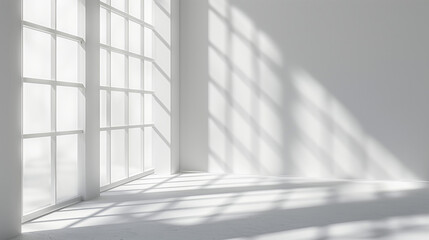 empty white room interior with window