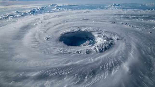 Intense close-up of Hurricane Florence's eye, showcasing the swirling clouds and vibrant cyclone patterns under bright lighting