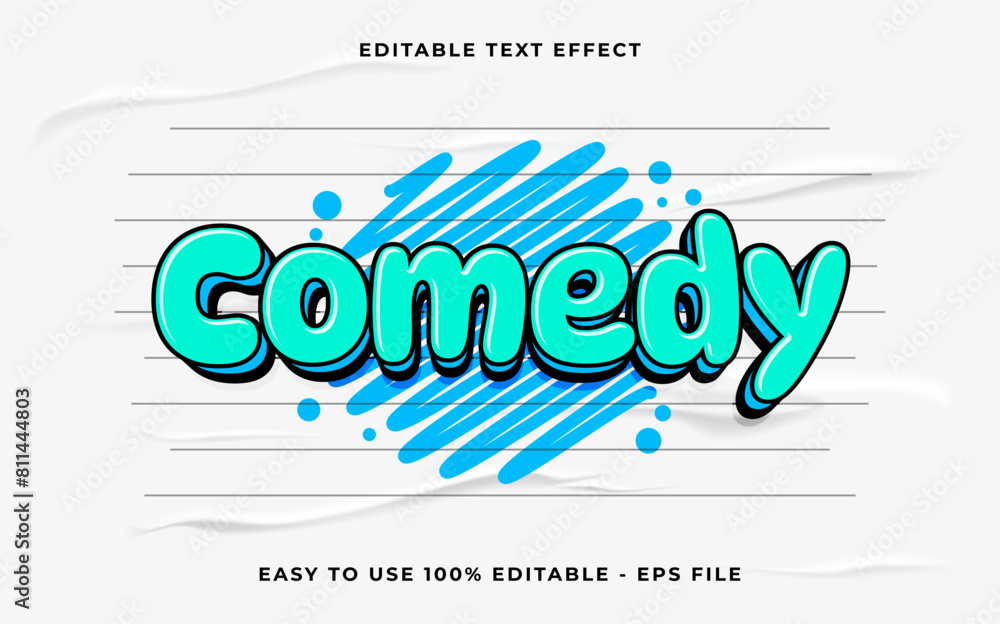 Poster comedy 3d editable vector text effect. simple style text effect.
