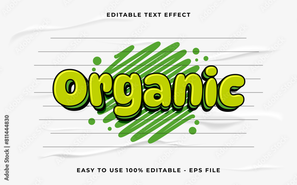 Poster organic 3d editable vector text effect. simple style text effect.