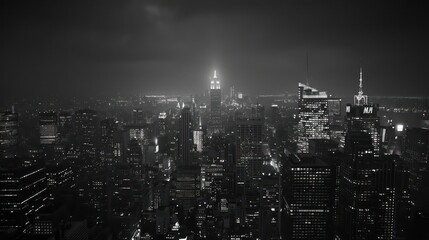 Black and white photo of a city