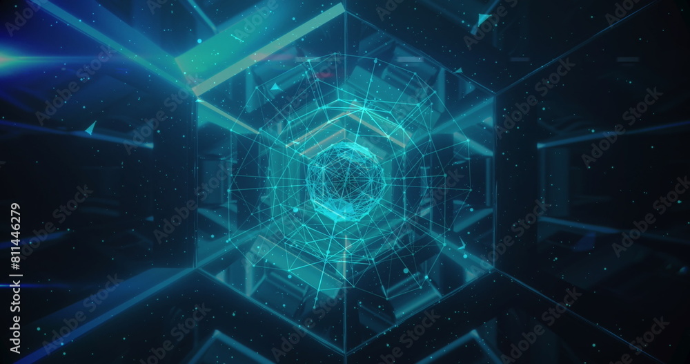 Aufkleber image of networks of connections with icons over globe