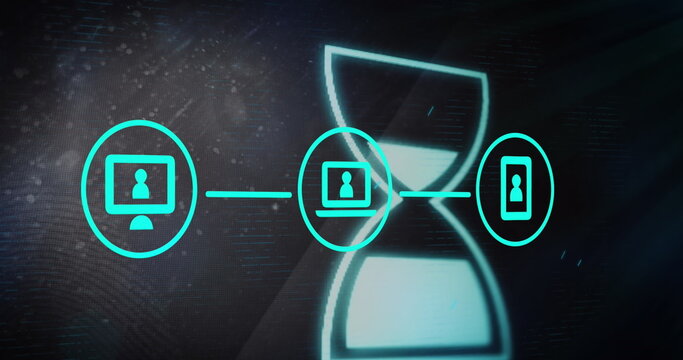 Image of data processing over hourglass