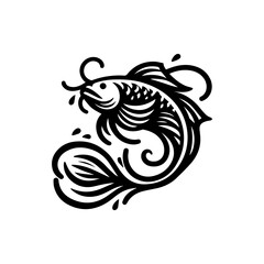 Fish logo with line design vector, restaurant logo , fish and circle