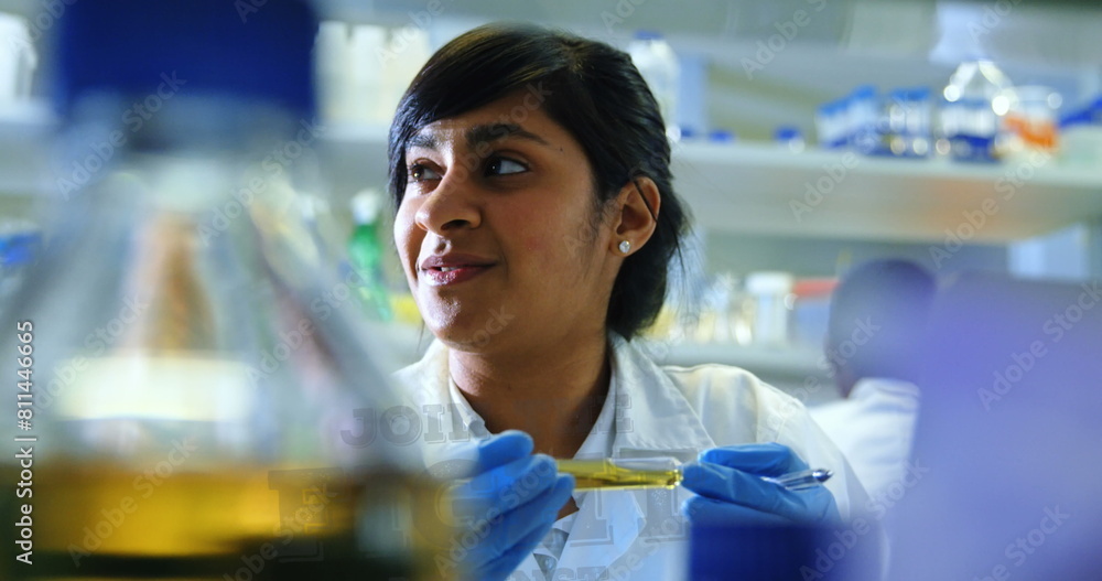 Poster image of data processing over biracial laboratory scientist
